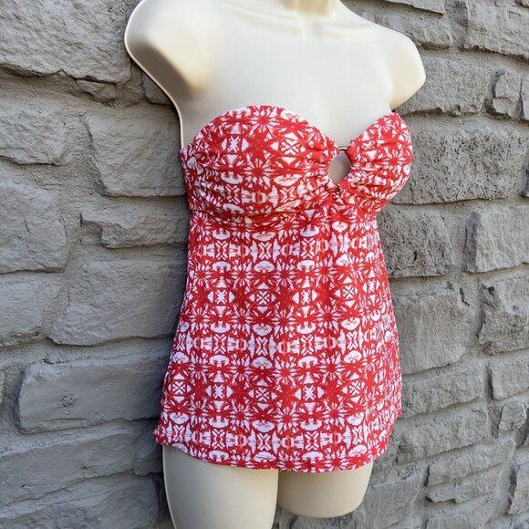 Converse One Star Orange Two Piece Swim Suit Bikini Set Strapless Ring Medium M - Picture 2 of 9